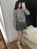 Knitted Pleated Mink Skirt-Outfit