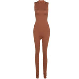 Women‘s Clothing Jumpsuit workout Casual Brown Fitness Rompers Y2K Playsuit Activity Streetwear Overalls Basic