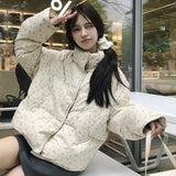 Small Flower Stand Collar Short Down Cotton Jacket 2024 New Small Bread Jacket Female Winter Korean Cotton-Padded Jacket-Outfit