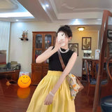 High-Waisted Half-Dress Woman's Summer Thin A-Dress Loose Waist-Hanging Long Umbrella