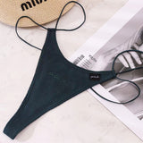 Cotton Strip Single With Sexy Thong Lady English Letter Logo Thong Trousers Women's