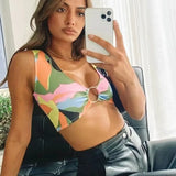 New Waist V-Neck Multi-Color Sexy Hoop Buckle Chest Circle Small Vest Top-Outfit