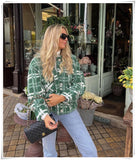Green Plaid Fleece Outwear Fashion Warm Winter Office Ladies Jacket Coat Za 2022 Women Blazer Femme Oversize Casual Chic