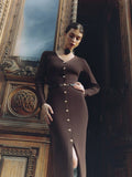 Long-Sleeved Knitted Dress Button-Button Fork 2025 Bag-Button Sweater Cardigan