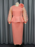 Party Party Wind Pink Dress Fashion Perspective Sleeve High Waist Dress