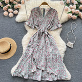 Holiday Women Party Clothes Floral Fashion Dress Female Clothing A line Dresses Outfits Summer Midi Beach Sundress