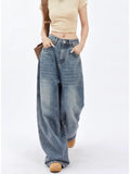 Toloer Wide-Leg Jeans Female Autumn 2024 New High Waist Loose Show Thin Feeling Straight Floor