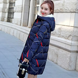 Fashion Striped Female Coat Cheap Winter Coats Warm Quilted Long Autumn Jacket Hooded Parka Women Overcoat Snow Wear Plus