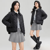 2024 New Lapel Short Cotton Jacket Coat Women Thickened Small Fragrant Wind Shirt Collar Loose Versatile Cotton-Padded Coat Women-Outfit