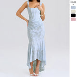 Summer Hot New Sexy Fashion Word Thoracic Fish Bone Pack Hip Fish Tail Dress