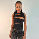 Summer 2025 New Women's Clothing Hottie Sexy Hollow Imitation Cowboy Vest Top
