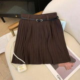 Pleated High Waist Belted Mini Skirt-Outfit