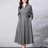 Summer New Women's V-Neck Bat Sleeves Folding Solid Color Dress Slimming Women's