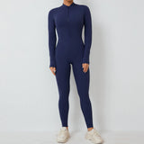 Toloer Zipper Detachable Chest Pad Long Sleeve Yoga Conjoined Suit High Intensity Fitness Exercise Conjoined Tights-Outfit