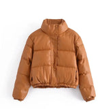 Winter Women's Jacket Thick Warm Short Parka Black Pu Leather Coats Woman Parkas Elegant Zipper Cotton Jackets Coat Female