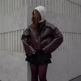 Autumn And Winter Retro New Retro Collar Zipper Locomotive Leather Jacket Jacket