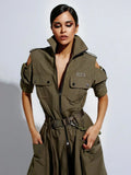 Personality Out-To-Shoulder Design Work-In-Sense Dress Women's Summer High-End Zipper (Including