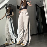 Side Zip Up Contrasting Straight Leg Sweatpants-Outfit