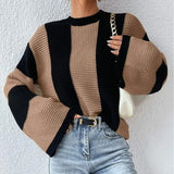 And Winter 2025 New One-Word Flower Tie Brae Sweater Female Korean Version Of Loose Leisure Lazy