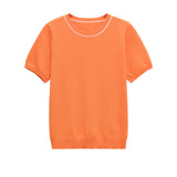 Homemade New Women's Classic Bingbian Short-Sleeved Knitted Knitting Top