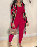 Popular Style Autumn And Winter Women's Fashion Sexy Coat Trousers Three-Piece Set-Outfit