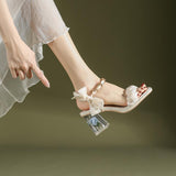 Toloer Sandal Woman 2024 New Summer Thick Heel Non-Slip Fairy Wind With Skirt French Evening Wind High Heels-Outfit
