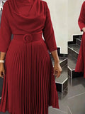 Autumn Fashion African Solid Color Pleated