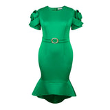 New Temperament Windy High-Waisted Fishtail Dress Solid-Color Party Commuter Dinner Dress Dress