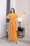 Pure Color Short-Sleeved Jumpsuit-Outfit