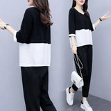 Toloer Spring And Summer New Korean Version Of Fashion Loose Large Size Two-Piece Set Of Casual Small Foot Pants Temperament Show Thin Suit