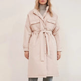 Spring Single Breasted Parkas Women Fashion Stand Collar Coat Women Solid Tie Belt Simple Cotton Jackets Female