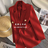 Toloer Spring And Autumn Women's Korean Version Of The New Design Sense Simple Temperament Fashion Suit Long Sleeve Coat Candy Green Suit-Outfit