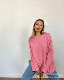 And Autumn 2025 New Solid Color Long-Sleeved T-Shirt Women's Loose Basic Casual Pure Cotton T-Shirt