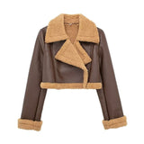 New Autumn And Winter Double-Sided Locomotive Jacket Jacket Women's Short-Colored Zipper