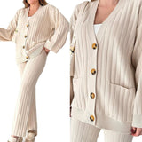 Autumn New Fashion Pure Color Loose Knitted Shirt Top Two Sets Of