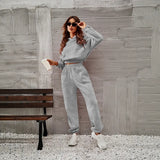2025 New Solid Color Fashion Casual Sportsband Cap Long Sleeve Trousers Two-Piece