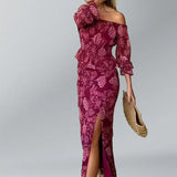New Women's Temperament V-Neck Waist-Print Dress Fashion