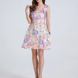 High-End Heavy Industry Embroidery Flowers Waist Thin Sling Dress Female Elegant Dress