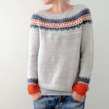 Round Neck Multicolor Loose Pullover