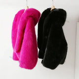 Neon Faux Fur Hooded Coat-Outfit