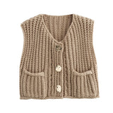 2024 Autumn And Winter New Women's Street Fashion 11 Color Thick Needle Vest W063 6001-Outfit