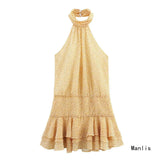 Summer New Cascade Decoration Hanging Neck Print Short