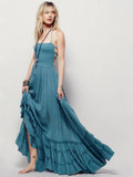 Summer New Women's Suspender Dress Fashion Sexy Backless Hanging Neck Big Swing Ruffle Lace Up Women's Beach Skirt
