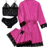 2021 New Ladies Pajamas Four-Piece Sexy Sling Skirt Set Home Lace Pajamas