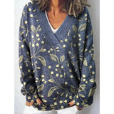 Christmas Abstract 3D Print Big V-Neck Long-Sleeved