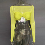 Spring And Summer Explosion Women's First-Word Collar Perspective Wrapped Bra Short
