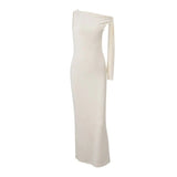 Toloer Summer New Sexy Royal Sister Queen Aura Inclined Shoulder Ribbon Slim Temperament Elegant Dress Female-Outfit