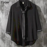 Spring Summer New Button Down Shirts For Men Bow Tie Shirt Male Long Sleeve Pen Original Design Five-color Flower White