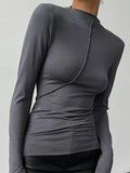 Split Line Long Sleeve Half Turtleneck