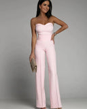 Fashion Tube Top Long Jumpsuit Women Elegant Temperament Tube Top Wide-leg Jumpsuit Women 703-0-Outfit